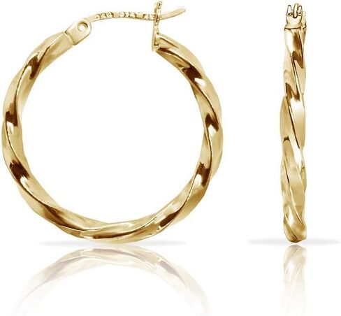 SOLIDSILVER- أقراط حلقية من الفضة الإسترليني - ذهب أصفر مغطس | مقاسات 15-70 ملم in Kuwait