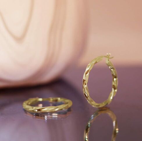 SOLIDSILVER- أقراط حلقية من الفضة الإسترليني - ذهب أصفر مغطس | مقاسات 15-70 ملم in Kuwait