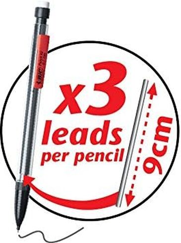 أقلام رصاص ميكانيكية Xtra Comfort من BIC، ذات نقطة متوسطة (0.7 مم)، قبضة ناعمة لمزيد من الراحة والتحكم الإضافي، عبوة مكونة من 12 قطعة in Kuwait