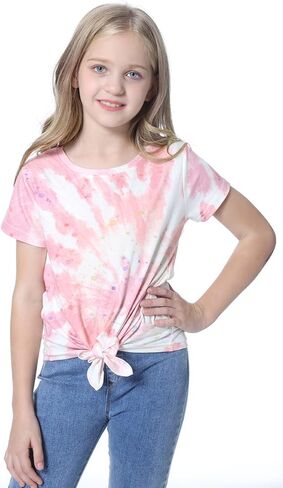 تي شيرت MyFav للفتيات كاجوال بأكمام قصيرة وطباعة لطيفة ورقبة دائرية وفضفاضة لعمر 4-15 سنة in Kuwait