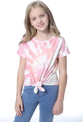 تي شيرت MyFav للفتيات كاجوال بأكمام قصيرة وطباعة لطيفة ورقبة دائرية وفضفاضة لعمر 4-15 سنة in Kuwait