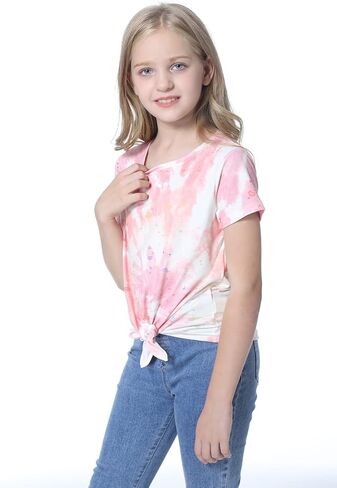 تي شيرت MyFav للفتيات كاجوال بأكمام قصيرة وطباعة لطيفة ورقبة دائرية وفضفاضة لعمر 4-15 سنة in Kuwait