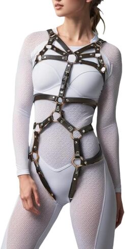 CHIRCOLS الشرير الجلود حزام الجسم الحمالات الملابس الداخلية القوطية الرباط أحزمة الجسم ملحقات السلسلة الجسم للنساء والفتيات in Kuwait