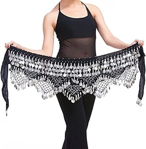 Nimiman Women Triangle Belly Dance Hip Belt with Gold Coins Dance Costume Wrap Skirts in Saudi Arabia