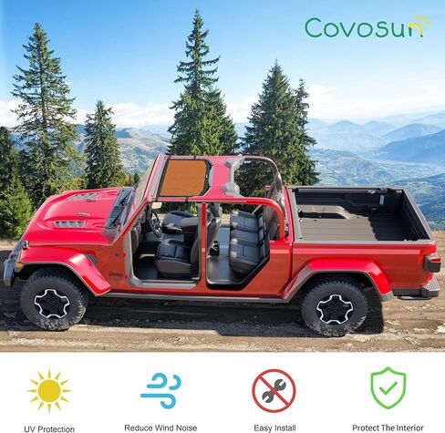 Mesh Sunshade for Jeep Gladiator, Convenient Mesh Soft Top with Strong Straps for Jeep Gladiator(2018-2023), Jeep Gladiator(JT) Accessories (Black, Front) in Saudi Arabia