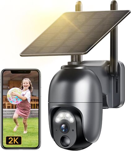 LIWAN Wireless Solar Security Cameras, 2K Outdoor WiFi Camera for Home Surveillance, 360° PTZ Battery Powered Cam with Color Night Vision, PIR Motion Sensor, 2-Way Audio in Saudi Arabia