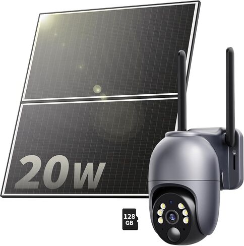 LIWAN Wireless Solar Security Cameras, 2K Outdoor WiFi Camera for Home Surveillance, 360° PTZ Battery Powered Cam with Color Night Vision, PIR Motion Sensor, 2-Way Audio in Saudi Arabia