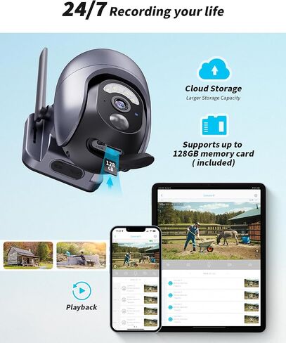 LIWAN Wireless Solar Security Cameras, 2K Outdoor WiFi Camera for Home Surveillance, 360° PTZ Battery Powered Cam with Color Night Vision, PIR Motion Sensor, 2-Way Audio in Saudi Arabia