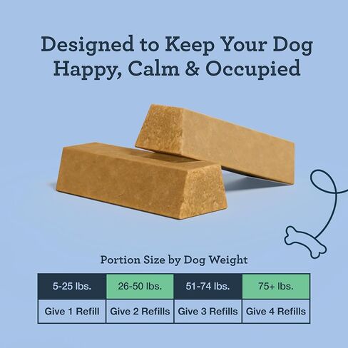 Kradle All Day Calming Bone, 6 Inch Rubber, Refillable Occupying Bone for Dogs (4 Refills), Dog Relief for Separation Anxiety, Thunder, Car Rides, & Stress with BotaniTek Calming Formula, Bacon Flavor in Kuwait