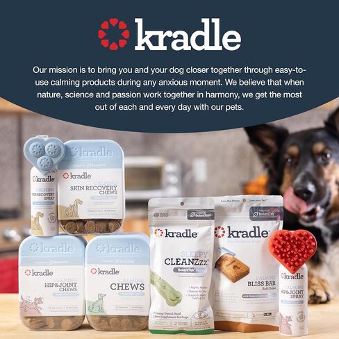 Kradle All Day Calming Bone, 6 Inch Rubber, Refillable Occupying Bone for Dogs (4 Refills), Dog Relief for Separation Anxiety, Thunder, Car Rides, & Stress with BotaniTek Calming Formula, Bacon Flavor in Kuwait