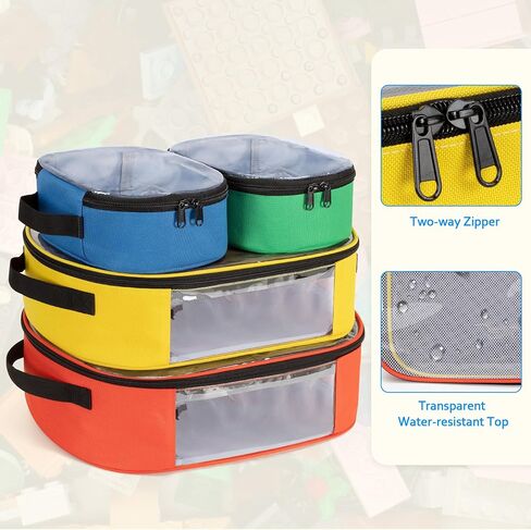 Rexmica 4-piece Toy Storage Organizer Bag Compatible with Lego Bricks, Travel Organizer Case for Building Blocks, Car Toy, Dolls, Crafts, Magnetic Tiles, Blocks Toy Storage Bag with Visible Top in Saudi Arabia