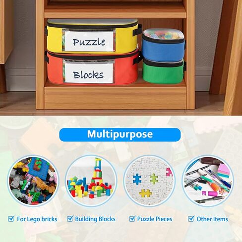 Rexmica 4-piece Toy Storage Organizer Bag Compatible with Lego Bricks, Travel Organizer Case for Building Blocks, Car Toy, Dolls, Crafts, Magnetic Tiles, Blocks Toy Storage Bag with Visible Top in Saudi Arabia