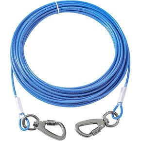 20FT Dog Tie-Out Cable for Small Dogs Up to 60 lbs - Chain Steel Dog Lead with Durable Clips, Outdoor Runner for Outside and Yard Tether