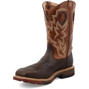 Twisted X Men's 12" Western Work Boot, Soft Toe, D, 9