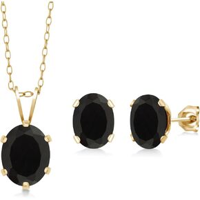 Gem Stone King 2.45 Ct Oval Citrine Gemstone Birthstone Gold Plated Silver Pendant and Earrings Jewelry Set For Women with 18 Inch Chain