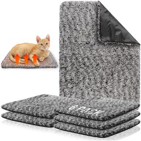 Drydiet 6 Pack Self Warming Cat Bed Mats Washable Dog Self Heating Bed 19 x 27.5 Inch Warm Thermal Pet Bed Small Pet Bed Mat with Removable Cover Non Slip Bottom for Indoor Outdoor Pet