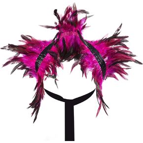 Kephay Natural Feather Sequins Shrug Shawl Cloak Collar Gothic Victorian Feather Shawl Halloween Dress up
