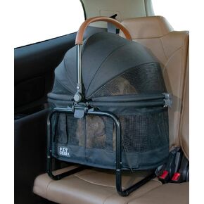 Pet Gear View 360 Ultra Lite Pet Safety Carrier & Car Seat for Small Dogs & Cats Push Button Entry, 15", Jet Black