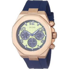 GUESS Men's 46mm Watch - Black Strap Black Dial Two-Tone Case