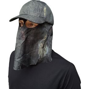 QuikCamo Mossy Oak Duck Blind Camo Face Mask Hunting Hats for Men (OSFM, Adjustable) Camo Hunting Face Mask - Turkey Hunting Mask Mesh Camo Hat for Men - Hunting Face Camo Mask
