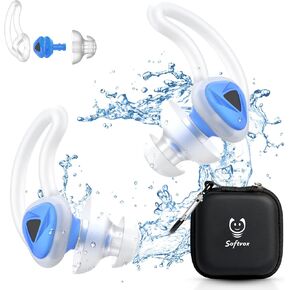 Ear Plugs for Swimming with Carry Box, Swimmers Earplugs for Adults Teens - Block Water Out, Soft, Custom Fit, Ear Protection Reusable Ear Plugs for Swim Pool Shower Bathing Water Sports