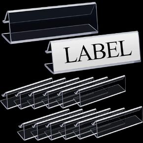 Outus Plastic Label Holder Wire Shelf Label Holder 3" x 0.875" (L x H) Clip on Tag and Ticket Stand(50 Pieces)