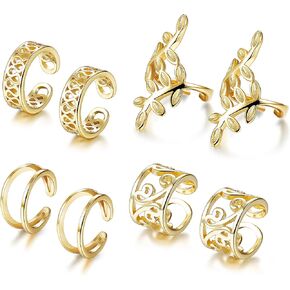 JOERICA 4 Pairs Silver Ear Cuff Earrings for Women Clip on Fake Lip Cartilage Tragus Helix Body Jewelry Set