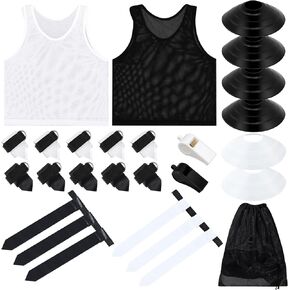 Wettarn Flag Football Set,12 Player Football Flags and Belts Set with Mesh Jersey, Cone, Whistle, Carrying Bag