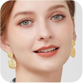 REELMAR Chunky Gold Geometric Clip On Earrings for Women Trendy Thick Hammered Rectangle Dupes Earrings Minimalist Statement Earrings for Girls No Piercing Clips