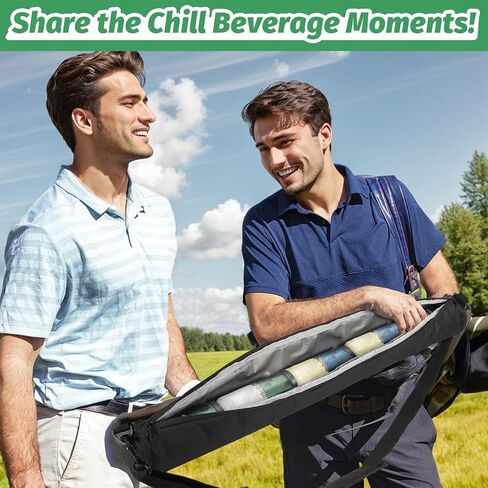 حافظة بيرة الجولف المطورة مع 6 كرات ثلج - حقيبة تبريد 7 علب للجولف، حقيبة جولف للحفاظ على المشروبات باردة لساعات - هدية رائعة لمحبي الجولف للرجال (اسود) in Kuwait