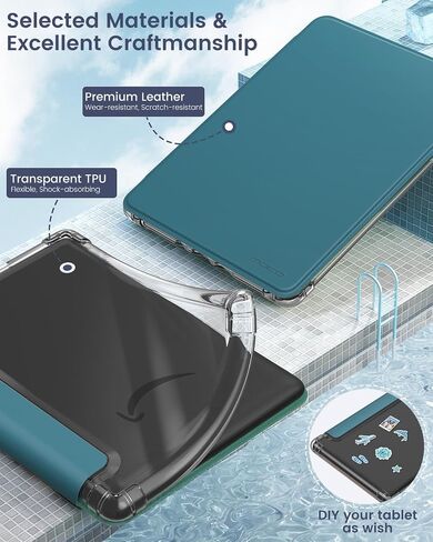 MoKo Case for 6.8" Kindle Paperwhite 11th Generation 2021 & Kindle Paperwhite Signature Edition, Ultra Clear Soft Flexible Transparent TPU Back Cover Light Shell with Auto Wake/Sleep, Agave Green in Saudi Arabia