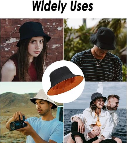 Oversize XXL Cotton Bucket Hat, Unisex Reversible Trendy Fisherman Hats, Double Side Wear Fishing Hat Summer Sun Hat in Kuwait