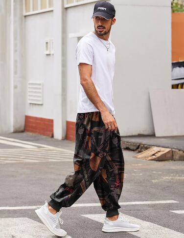 COOFANDY Men Hippie Harem Pants Baggy Linen Cotton Boho Yoga Pants Summer Beach Pants Casual Drop Crotch Trouser in Kuwait
