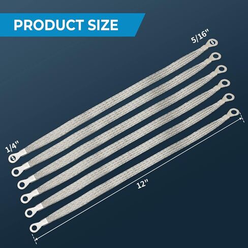 حزام أرضي عالمي للسيارات، ألفا رايدر 3 قطع 10 بوصة × 1/2 بوصة و2 قطعة 13 بوصة × 1/2 بوصة أشرطة كابل تأريض احترافية للمركبة، حزام أرضي للمحرك النحاسي المضفر مع حلقات طرفية 5/16 بوصة in Saudi Arabia