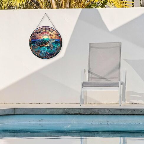 MATIHAY Sea Turtle Acrylic Window Hanging, Turtle Wall Hanging Ocean Themed Party Decorations, Turtle Wall Art Decor for Home, Office, Housewarming Gift (L, Turtle) in Kuwait