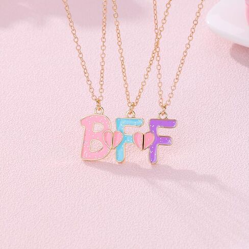 Lezmoii Best Friend Necklace Friendship Necklace Gifts Magnetic Matching BFF Necklace for 3 Girls in Kuwait