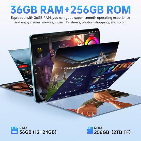 تابلت OUKITEL OT5 12 بوصة بنظام Android 13 - 11000 مللي أمبير في الساعة 2K MTK Helio G99 ثماني النواة 2.2 جيجا هرتز، أقراص ألعاب 36 جيجابايت + 256 جيجابايت ROM 2 تيرابايت موسع للبالغين، كاميرا 16 ميجابكسل + 8 ميجابكسل، مكبرات صوت رباعية، TÜV/BT 5.2/GPS/OT in Kuwait
