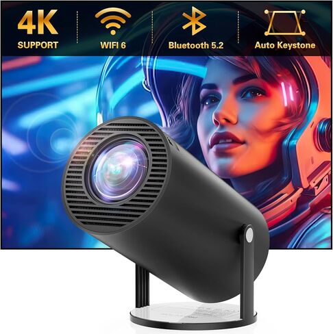 CLOKOWE Mini Projector, FHD 1080P Supported, Portable Outdoor Movie Projector with WiFi and Bluetooth, Compatible with TV Stick/Windows/iOS/Android/HDMI/USB in Kuwait