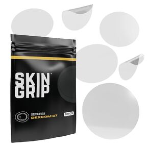 Skin Grip Adhesive Patches for Dexcom G7 CGM (20-Pack), Waterproof & Sweatproof for 10-14 Days, Pre-Cut Adhesive Tape, Continuous Glucose Monitor Protection (Clear)