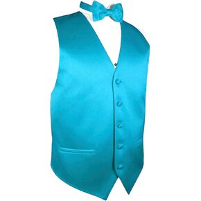 Exclusive Distributor Men's 2pc Solid Tuxedo Vest Formal Vest Suit Vest Casual Vest Waistcoat Vest Prom Vest Wedding Vest Necktie Bowtie Handkerchief Turquoise Extra Large
