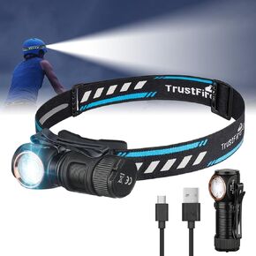 TrustFire H6R Headlamp 1350 Lumens 152 Meters Headlamp Range USB-C Rechargeable Led Flashlight 8 Modes Headlamp with Floodlight, Spotlight, Red Light Red Light Function for Running Fishing Camping