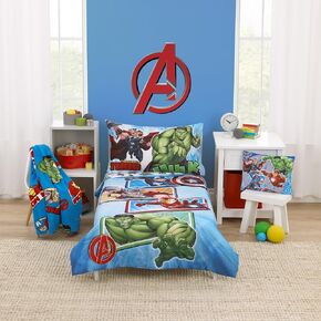 NoJo Marvel Spiderman Spidey and his Amazing Friends Spidey Time Red, Blue, and Grey 4 Piece Toddler Bed Set - Comforter, Fitted Bottom Sheet, Flat Top Sheet, and Reversible Pillowcase in Kuwait