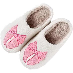 Qubuwalk Happy Smile Face Slippers Evil Eyes Slippers Rainbow Cozy House Slippers Warm Plush Slip-On Slippers for Women Indoor Outdoor
