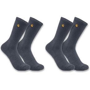 Carhartt Men's Force Midweight Crew Sock 2 Pack, Black, X-Large