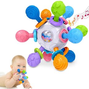 Baby Teething Toys Teethers for Babies 0-6 Months Infant Teething Relief Gifts for Boys Girls 0 3 6 9 12 18 Months Newborn Rattles Chew Toys Sensory Learning Montessori Toys for Babies 6-12 Months