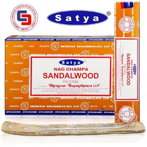 Satya Super Hit Incense Sticks, Satya sai Baba Insenses 15gmx12 Pack with Raajsee Incense Holder Bundle, Satya Nag Champa Natural Incense 180 gm