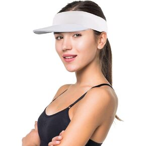EZGOODZ White Visor Hats for Women and Men, One Size. Stretchable Women Visor Hats for Summer with Elastic Band, Open Top. Lightweight Visors for Women. Absorbent Running Visors for Men