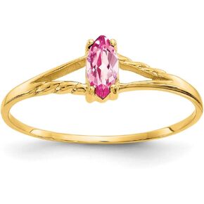 Pink Tourmaline October Birthstone Ring in Real 14k Yellow Gold