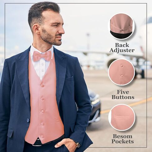 Exclusive Distributor Men's 2pc Solid Tuxedo Vest Formal Vest Suit Vest Casual Vest Waistcoat Vest Prom Vest Wedding Vest Necktie Bowtie Handkerchief Turquoise Extra Large in Saudi Arabia