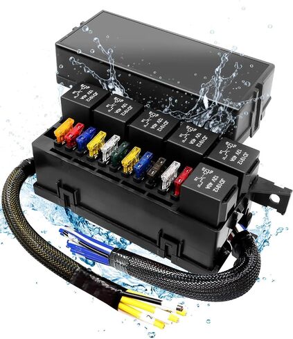 12V Fuse Relay Box Waterproof, 6 Relay Slots and 6 ATC/ATO Blade Fuse Holder, with 5Pcs 5-Pin 80A Relays & 1Pc 4-Pin 40A Relay & 6 Fuses, Relay Fuse Block for Car Truck Marine Boat in Kuwait